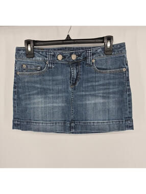 American Eagle Denim Skirt Sz 6 Micro Mini Blue Jean Y2K Low Rise